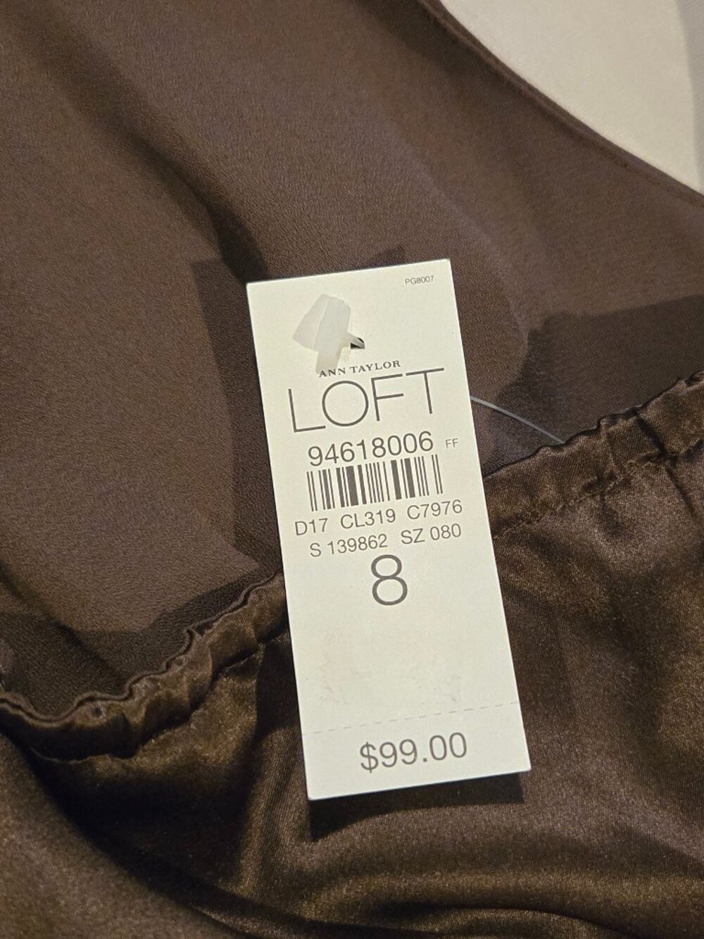 LOFT Brown Silk Halter Midi Dress Cocktail Party Slip Dress Size 8 NWT - Picture 6 of 15
